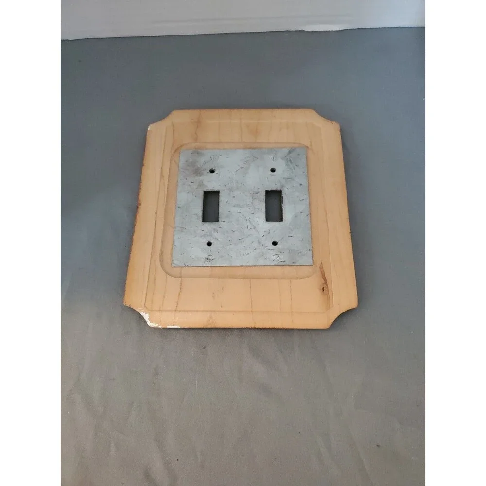 Vintage Eagle In Forest Wood Burned 2 Slot Light Switch Cover Cabin Decor MCM